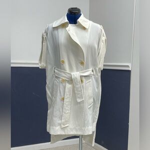 BCBG MaxAzria Trench Short Sleeve Off White M